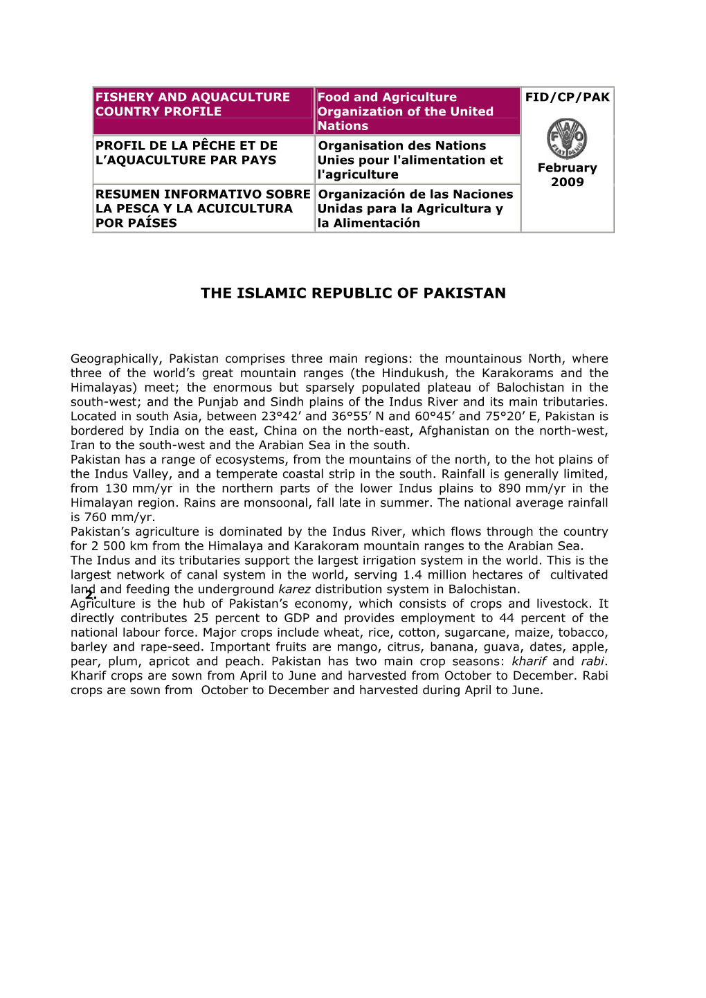 The Islamic Republic of Pakistan