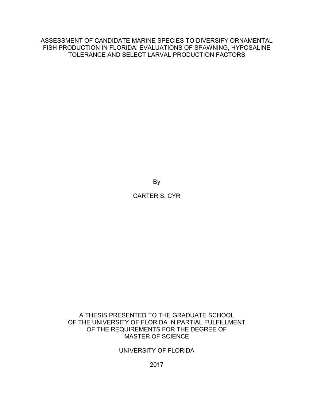 University of Florida Thesis Or Dissertation Formatting Template