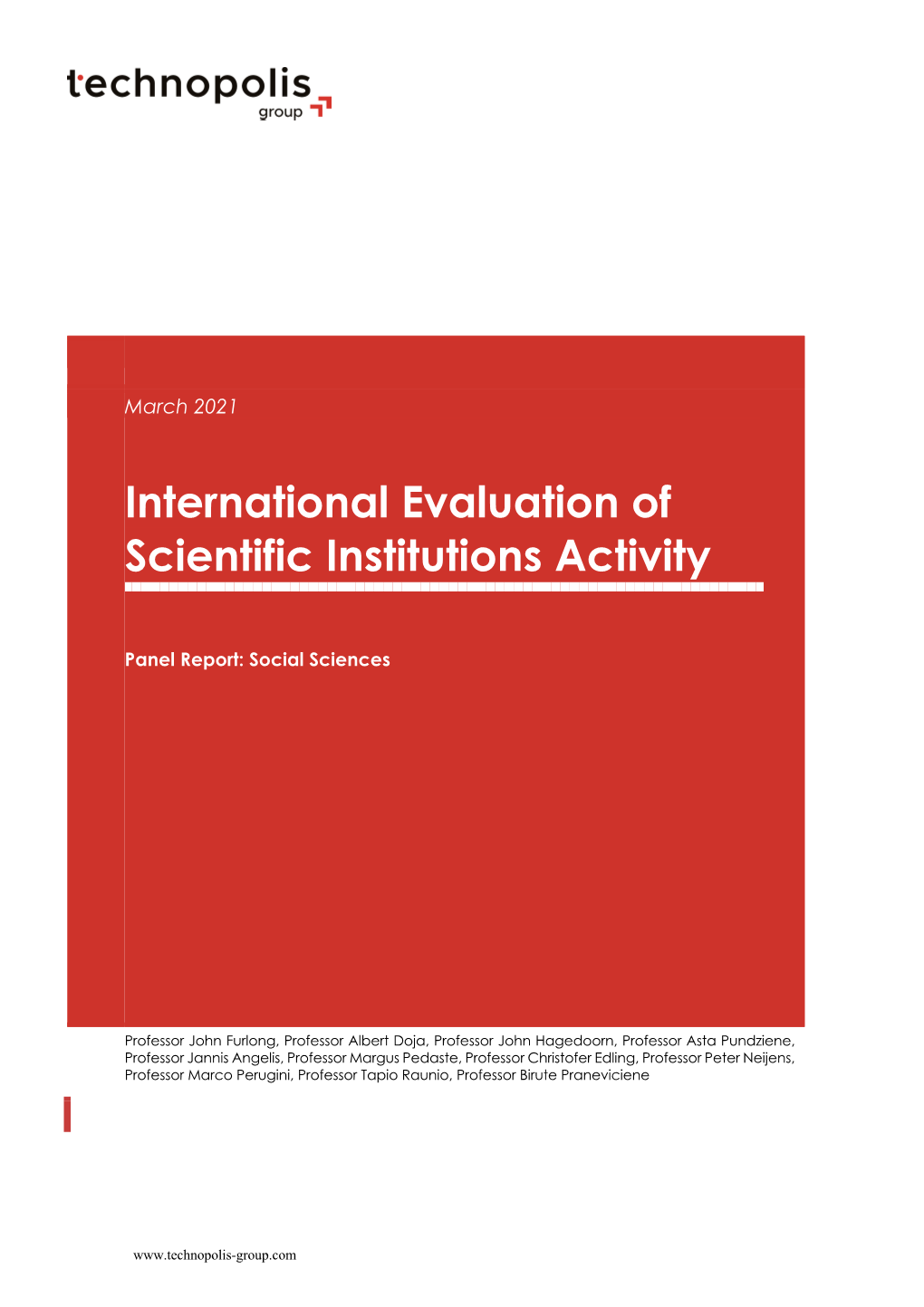 International Evaluation of Scientific Institutions Activity