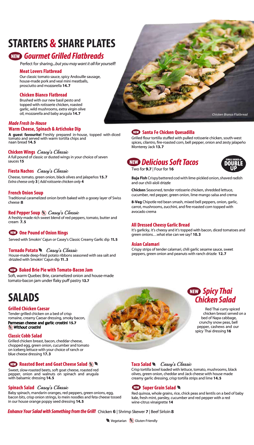 Wti Caseys Dining Menu