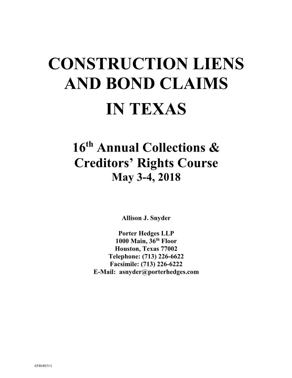 Construction Liens and Bond Claims in Texas