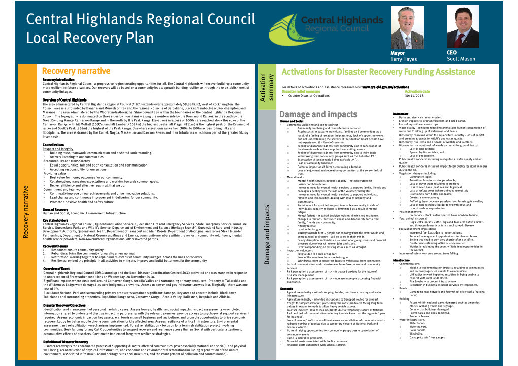 Central Highlands Regional Council Recovery Plan