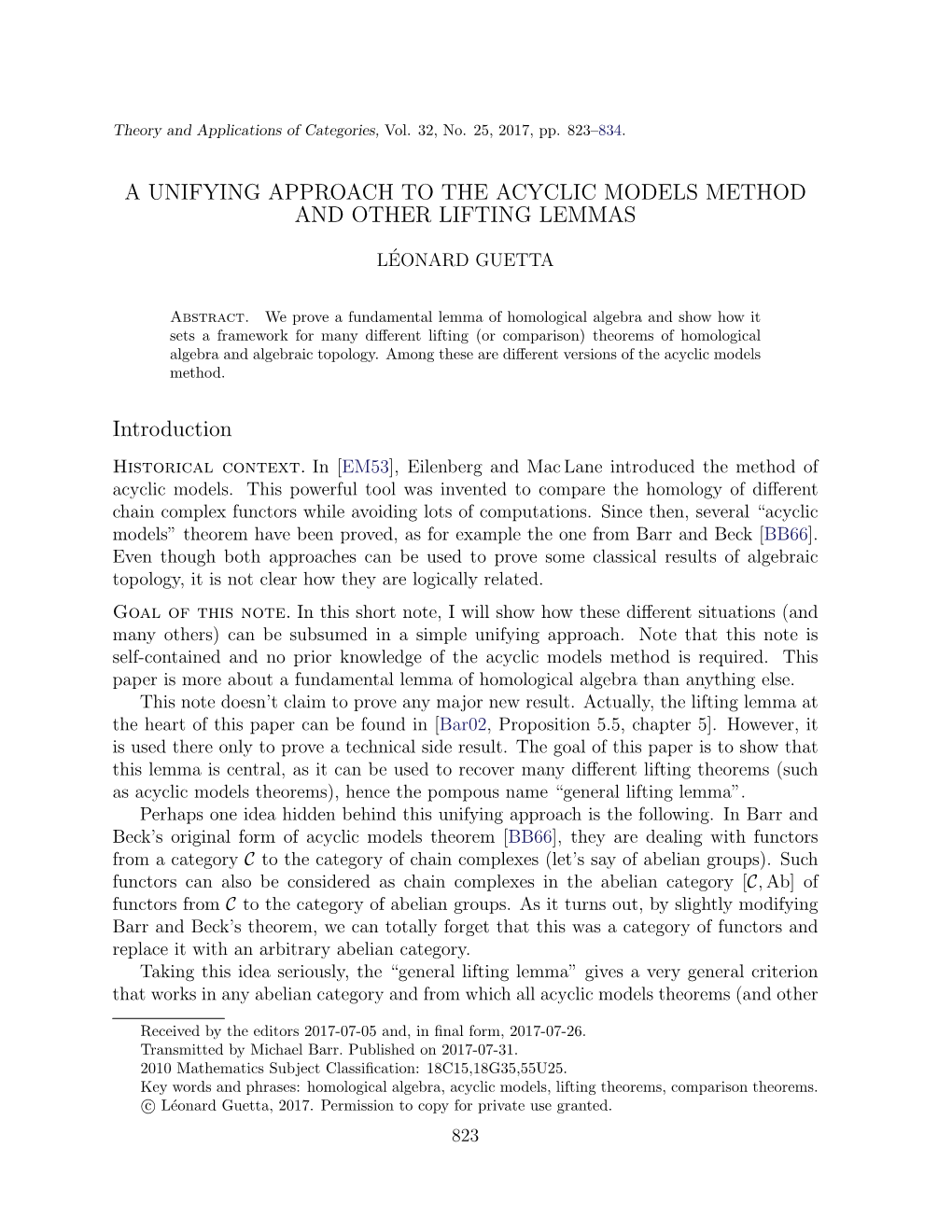 A Unifying Approach to the Acyclic Models Method and Other Lifting Lemmas