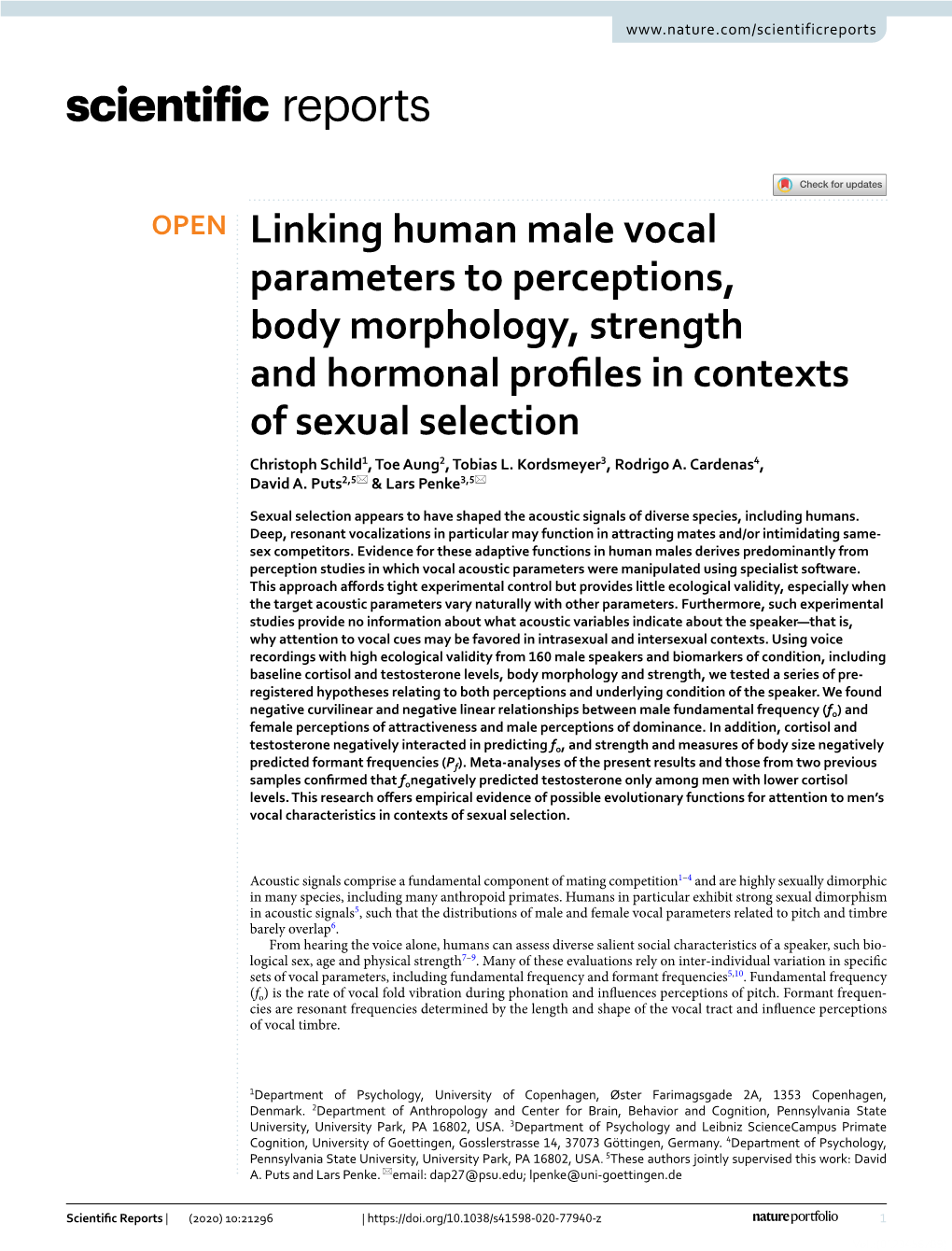 Linking Human Male Vocal Parameters to Perceptions, Body Morphology
