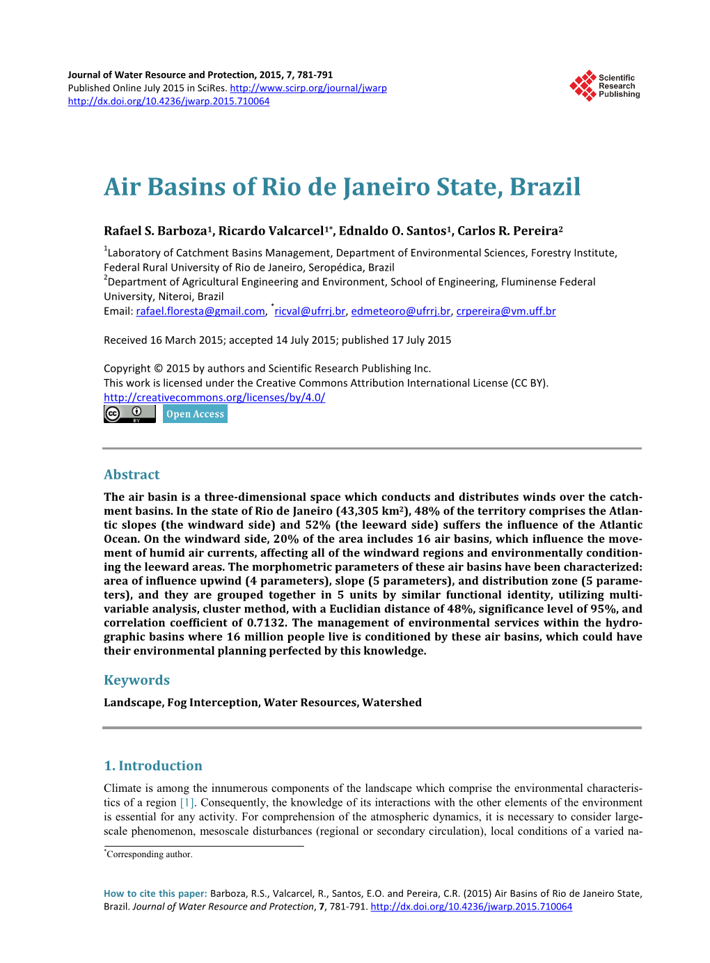 Air Basins of Rio De Janeiro State, Brazil