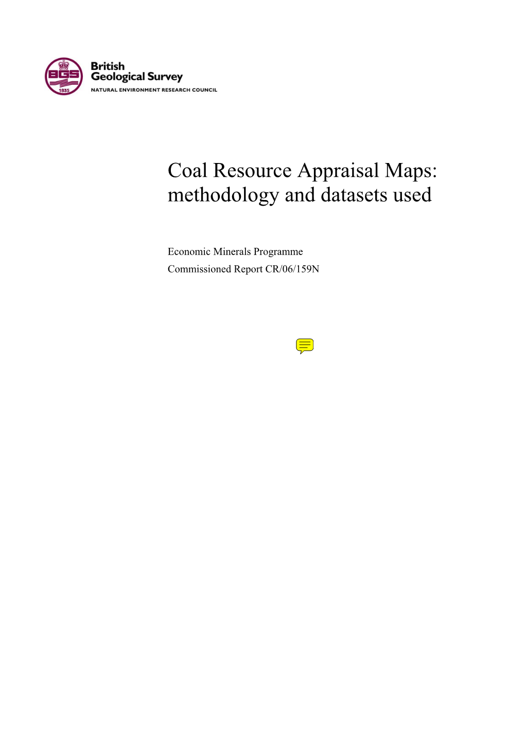 Coal Resource Appraisal Maps: Methodology and Datasets Used