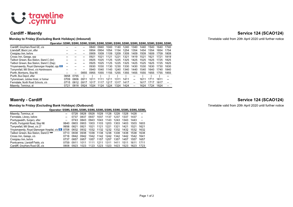 Timetable 124SCA5