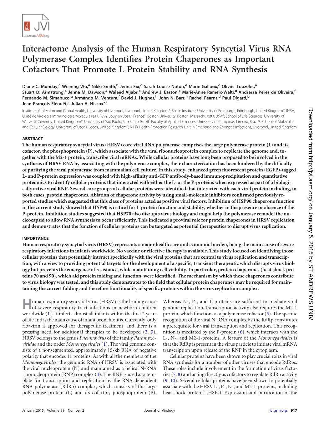 Interactome Analysis of the Human Respiratory Syncytial Virus RNA