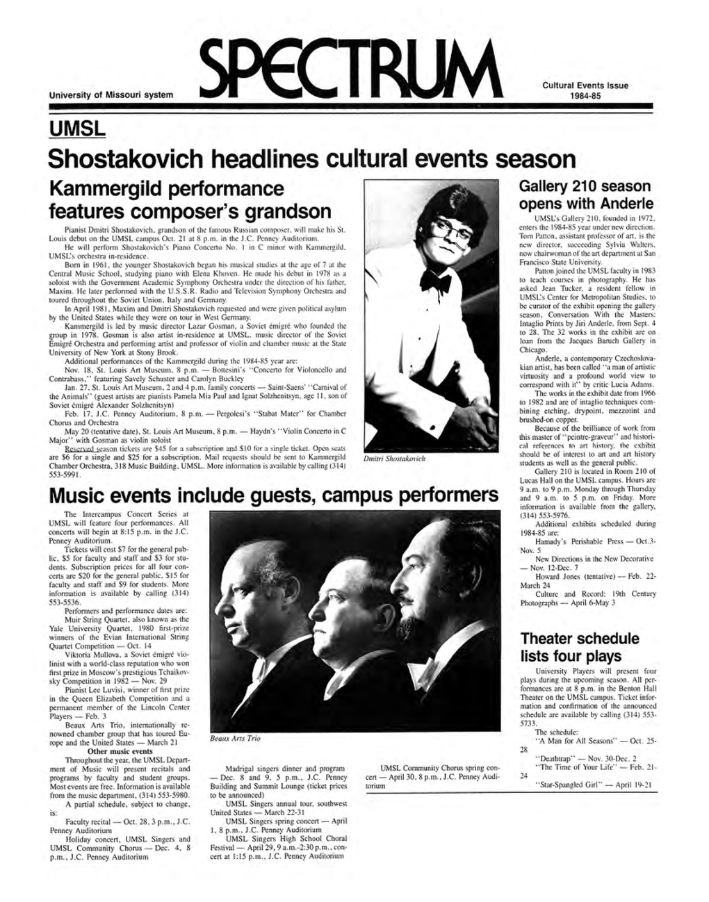Shostakovich Headlines Cultural Events Season