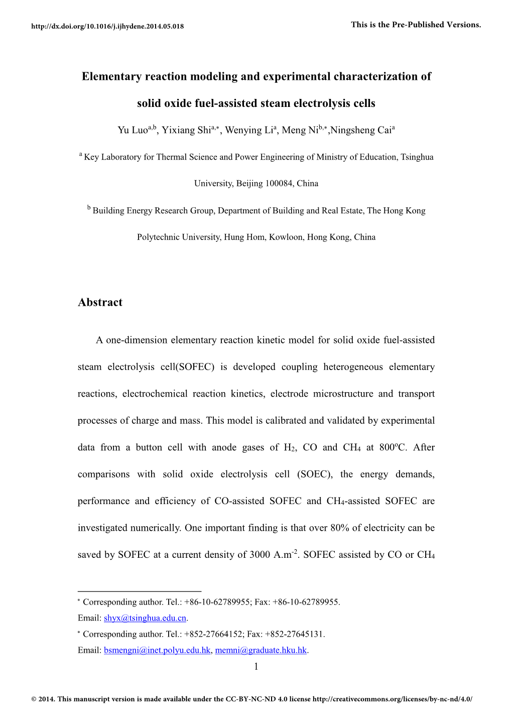 Elementary Reaction Modeling and Experimental Characterization Of