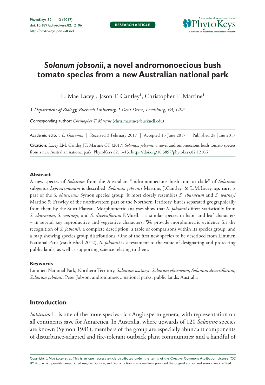 ﻿Solanum Jobsonii, a Novel Andromonoecious Bush Tomato