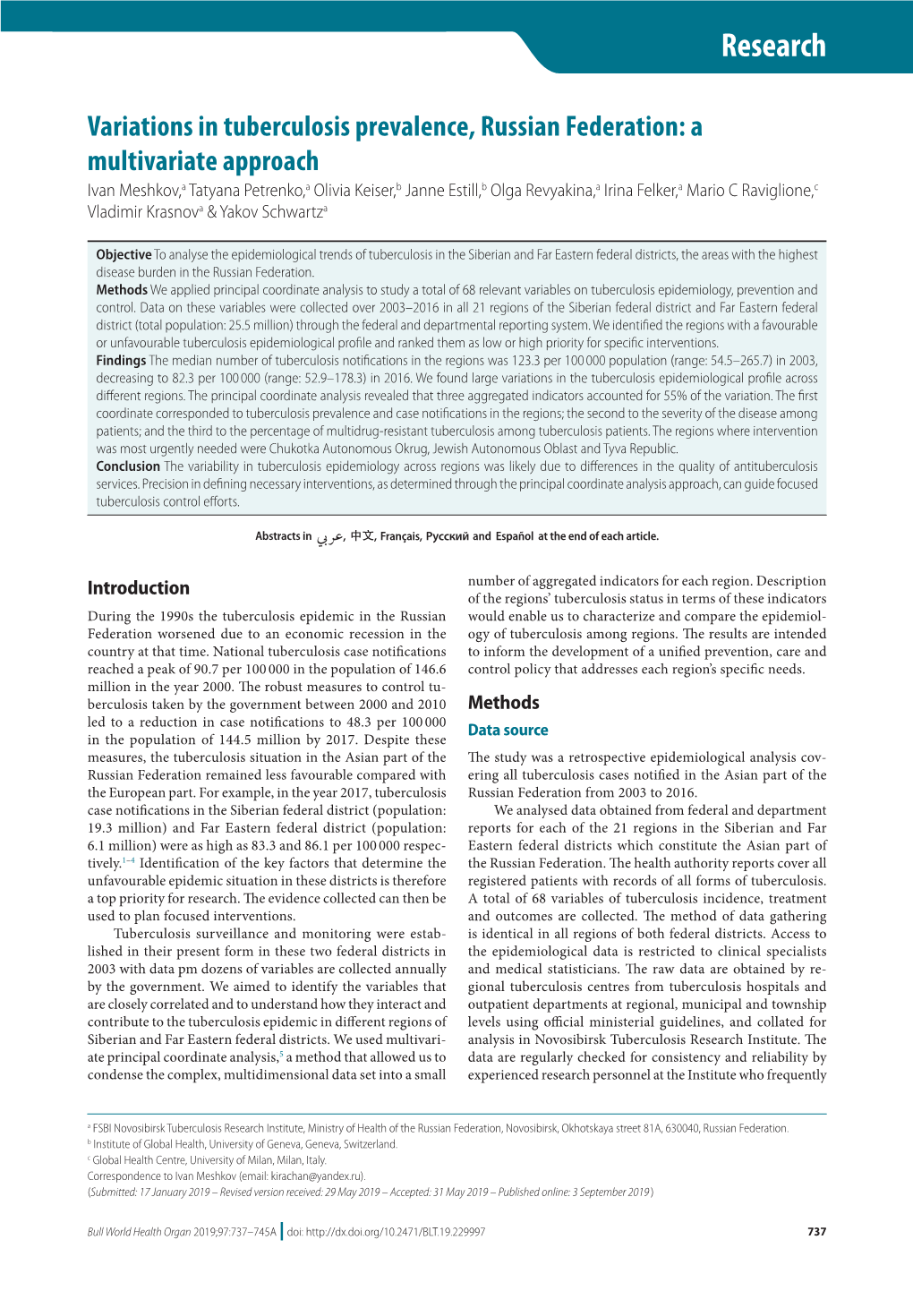 Variations in Tuberculosis Prevalence