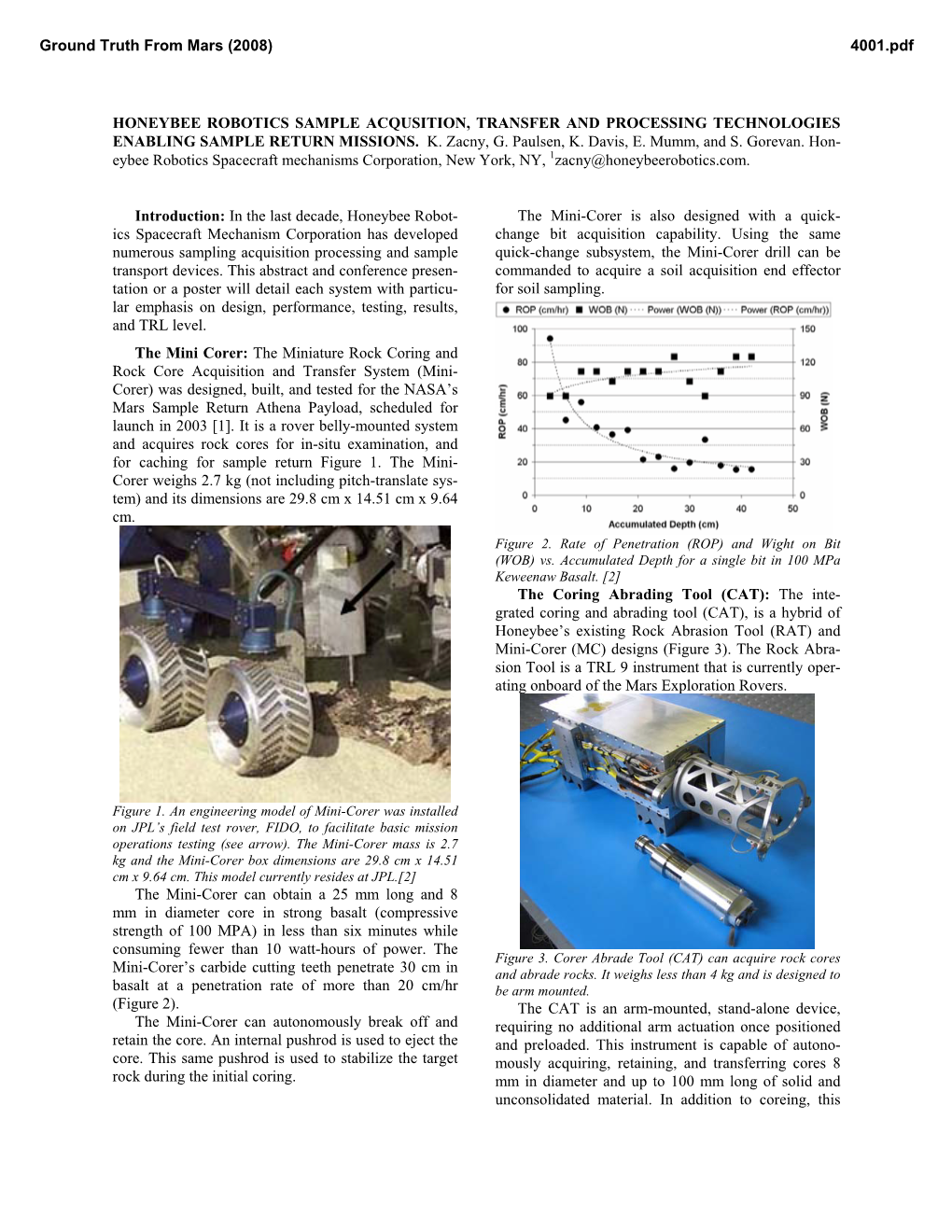 Honeybee Robotics Sample Acqusition, Transfer and Processing Technologies Enabling Sample Return Missions