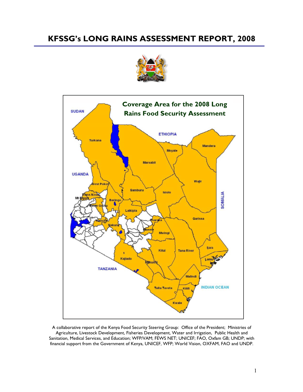 KFSSG's LONG RAINS ASSESSMENT REPORT, 2008