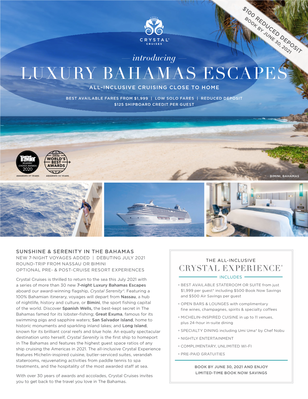 Luxury Bahamas Escapes All-Inclusive Cruising Close to Home