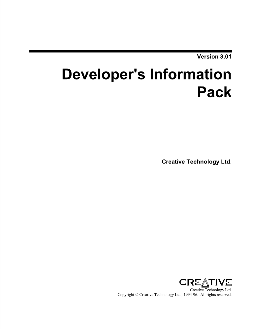 Developer's Information Pack