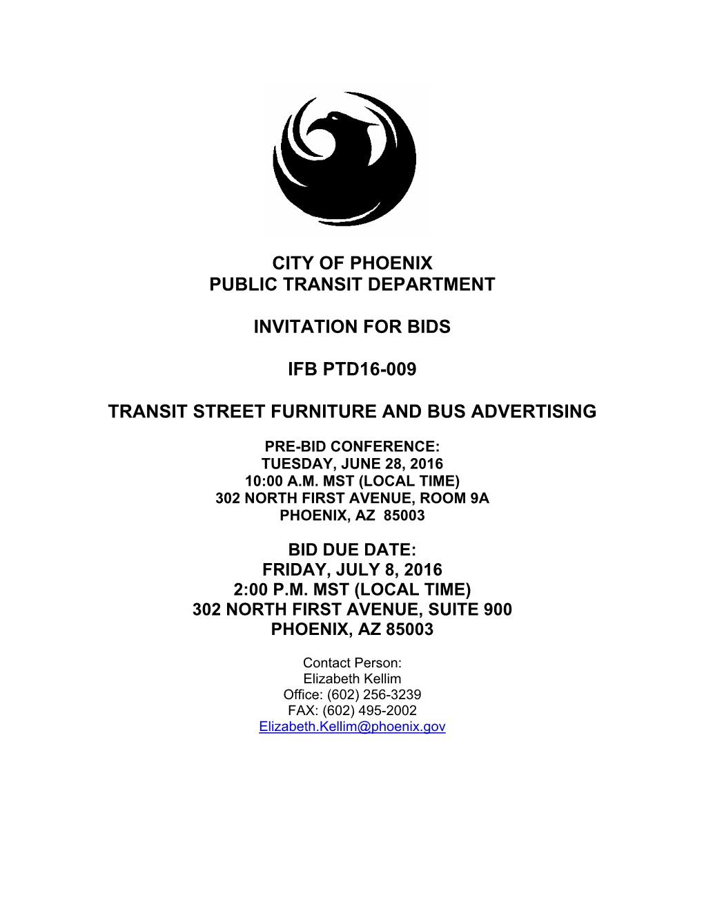 City of Phoenix Public Transit Department Invitation for Bids Ifb