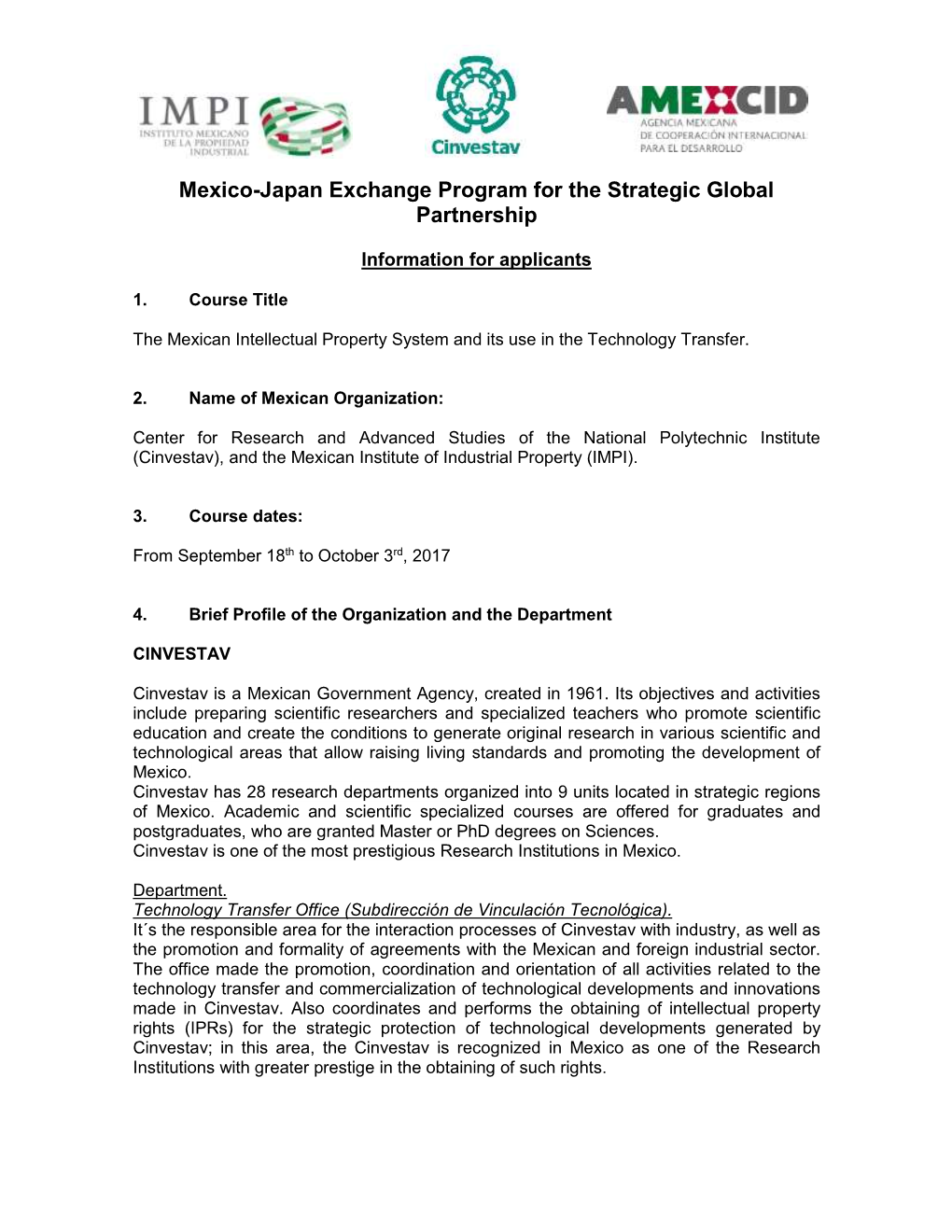 Mexico-Japan Exchange Program for the Strategic Global Partnership