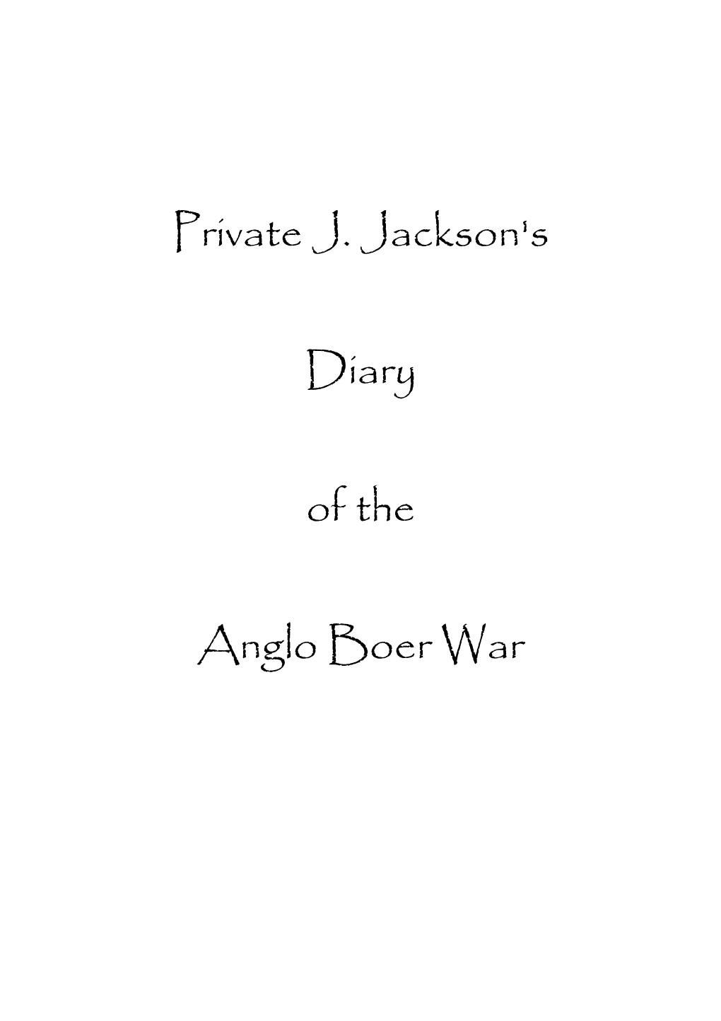 J Jackson's Boer War Diary