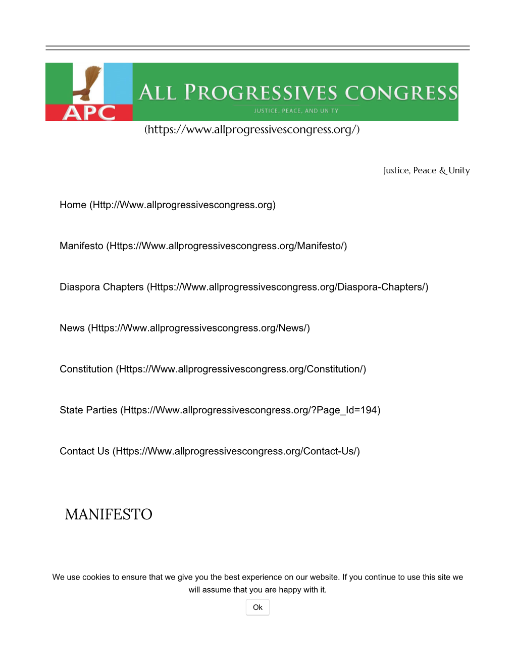 All Progressives Congress – Manifesto