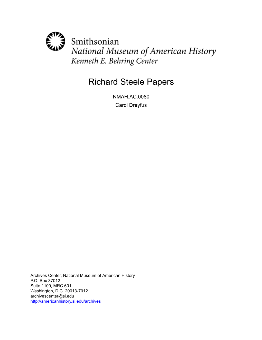 Richard Steele Papers