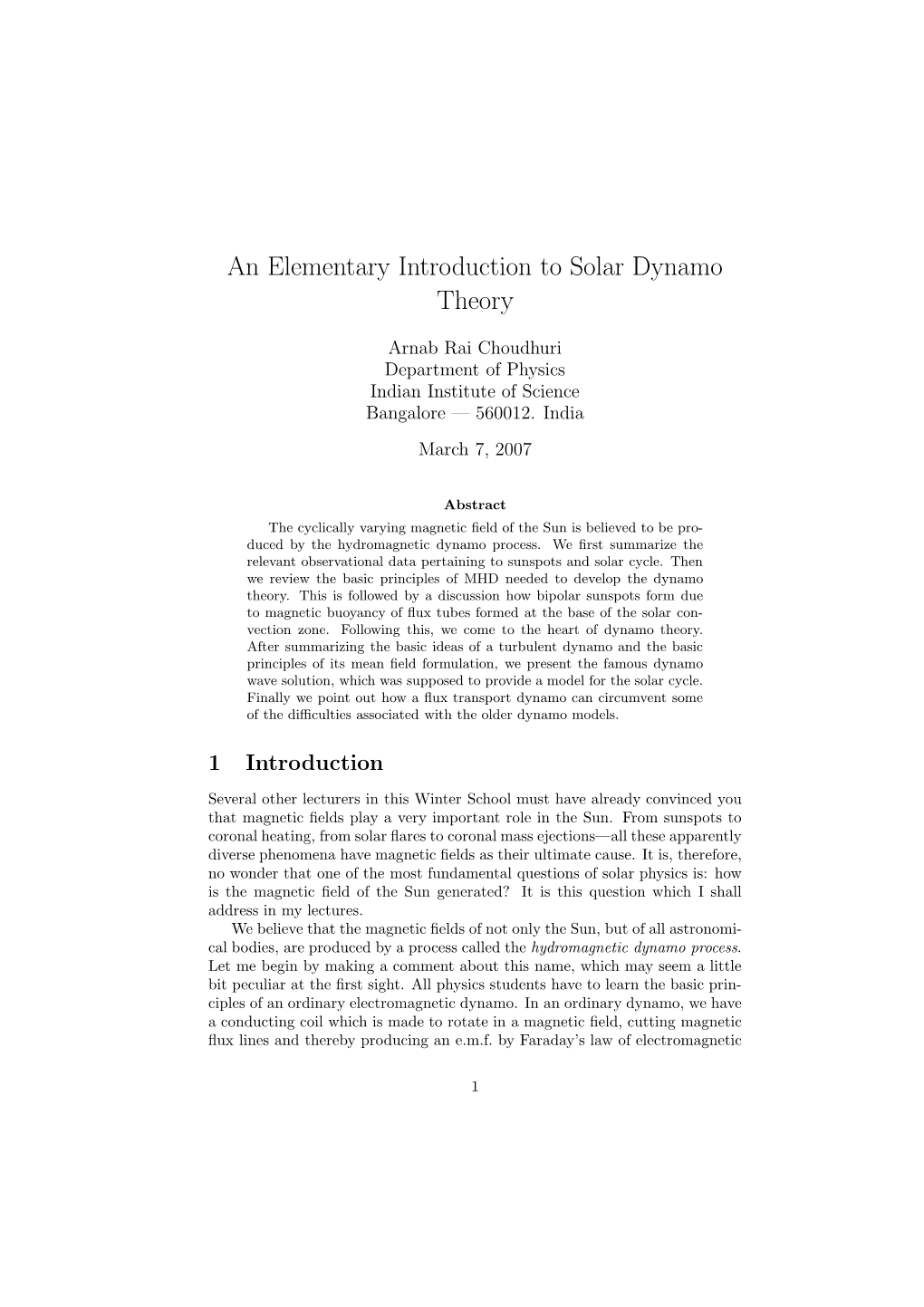 Solar Dynamo Theory