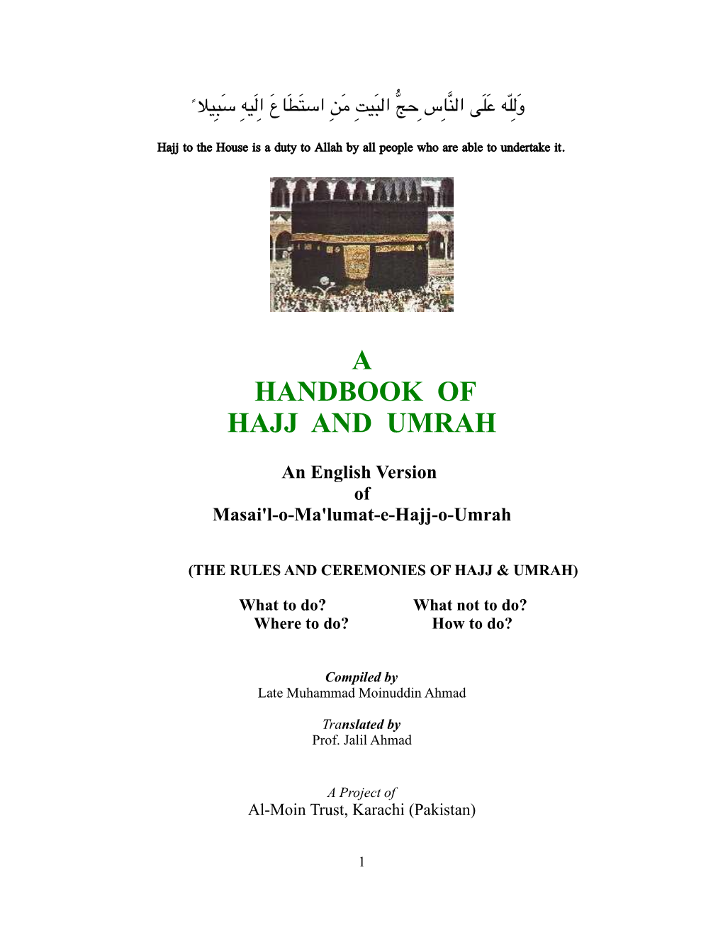 A Handbook of Hajj and Umrah