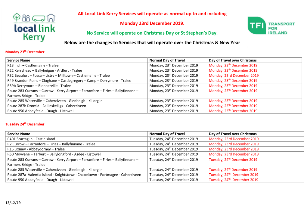 Christmas 2019 Services Schedule