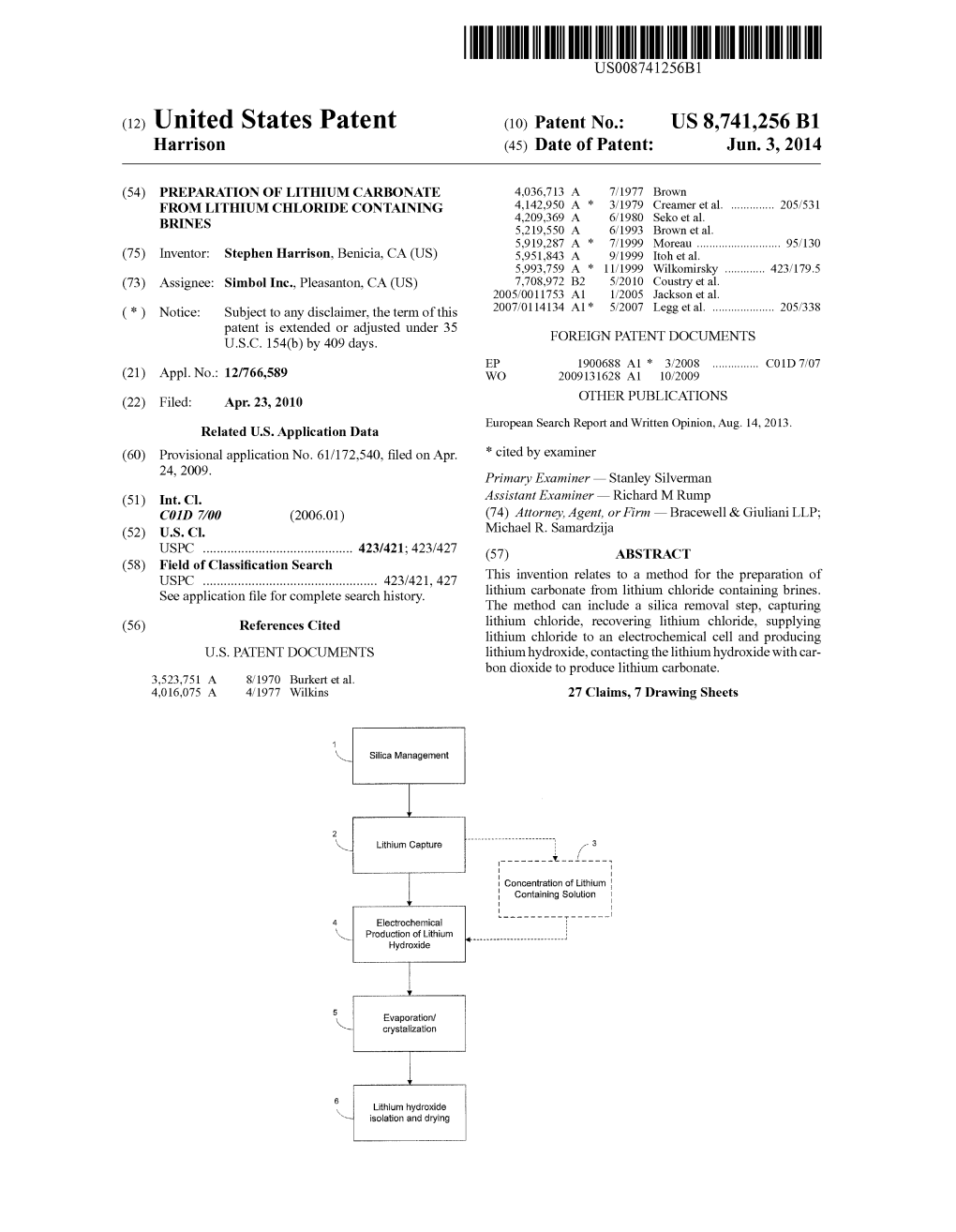 (12) United States Patent (10) Patent No.: US 8,741,256 B1 Harrison (45) Date of Patent: Jun