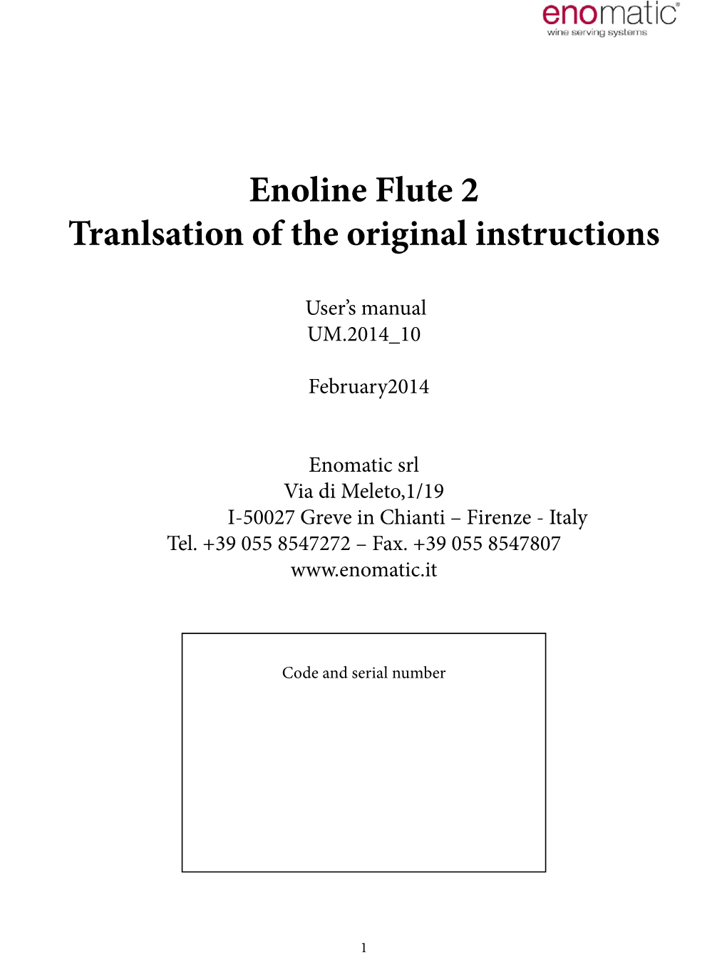 Enoline Flute 2 Tranlsation of the Original Instructions