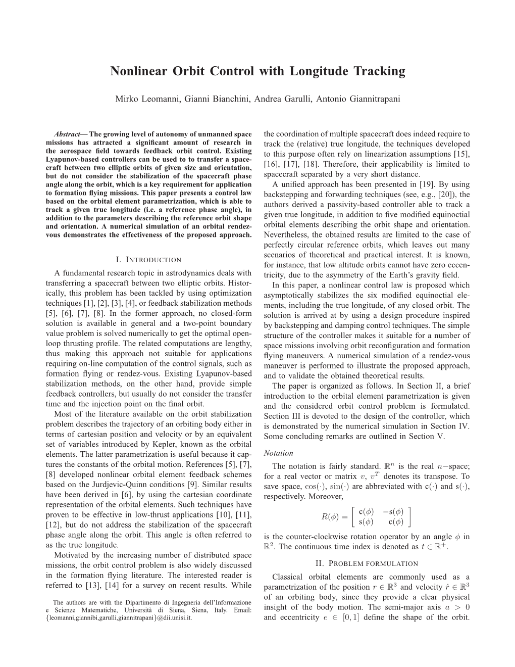 Nonlinear Orbit Control with Longitude Tracking