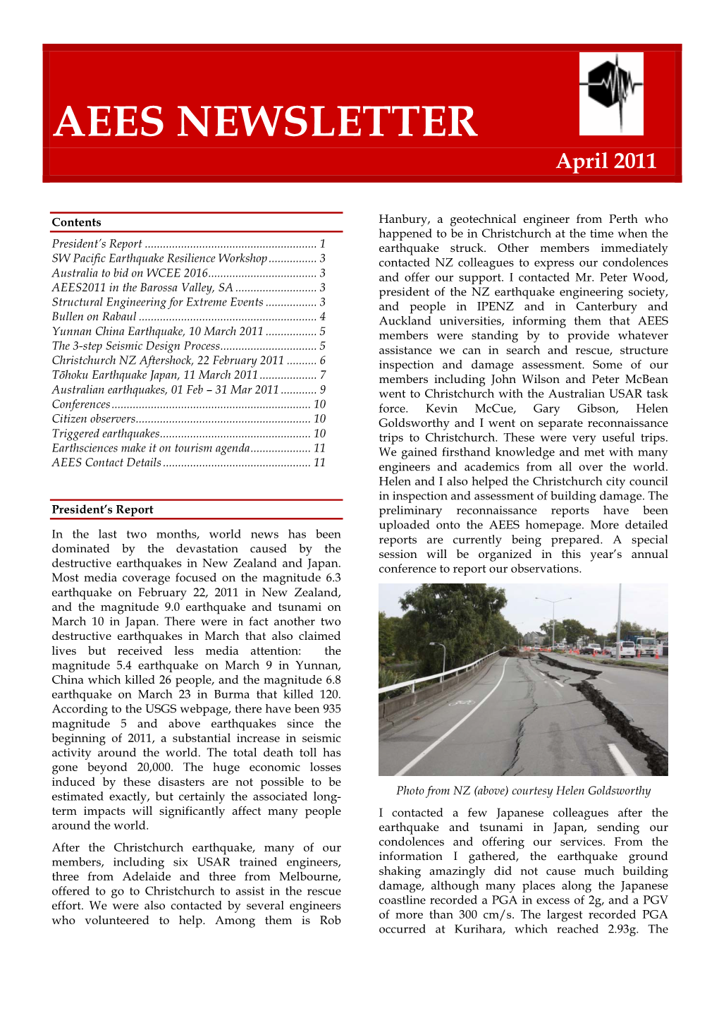 AEES NEWSLETTER April 2011