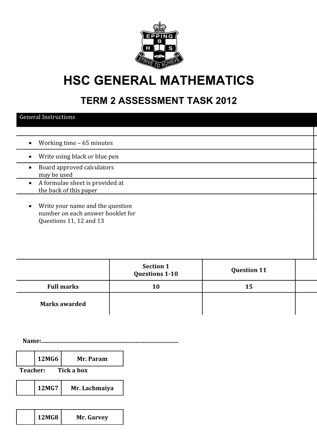 Hsc General Mathematics s1