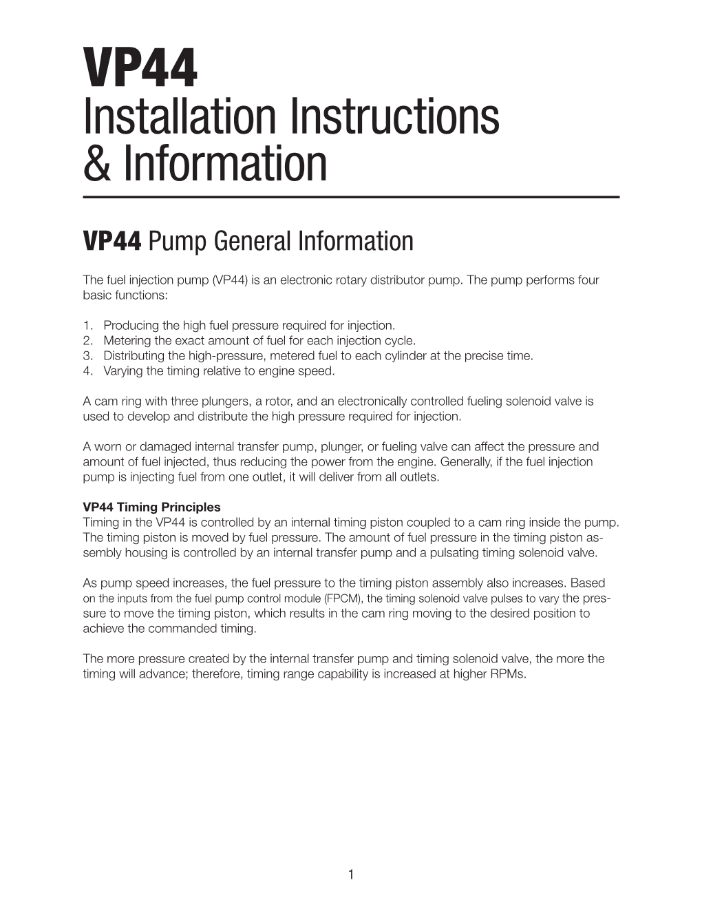 VP44 Install Instructions