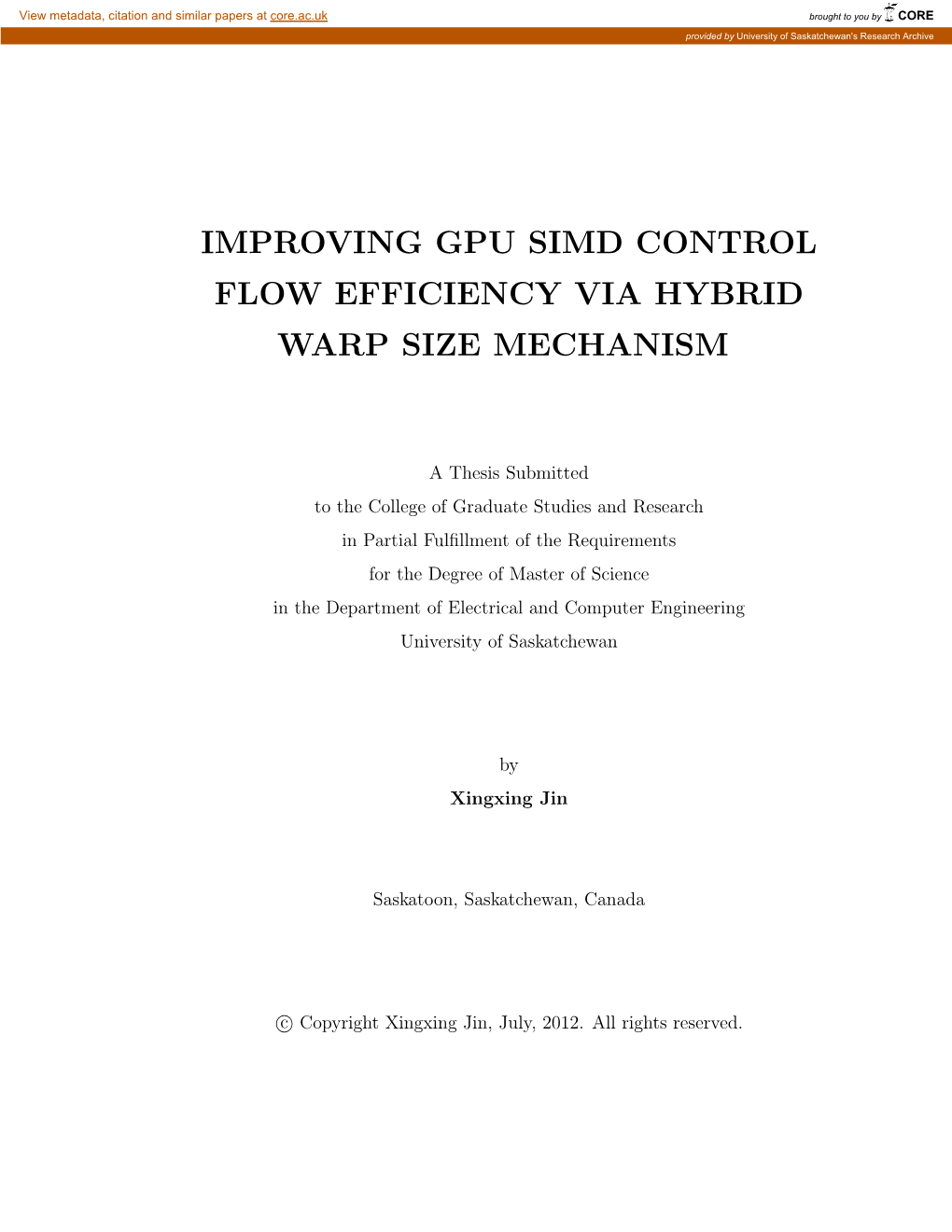 Improving Gpu Simd Control Flow Efficiency Via Hybrid Warp Size Mechanism