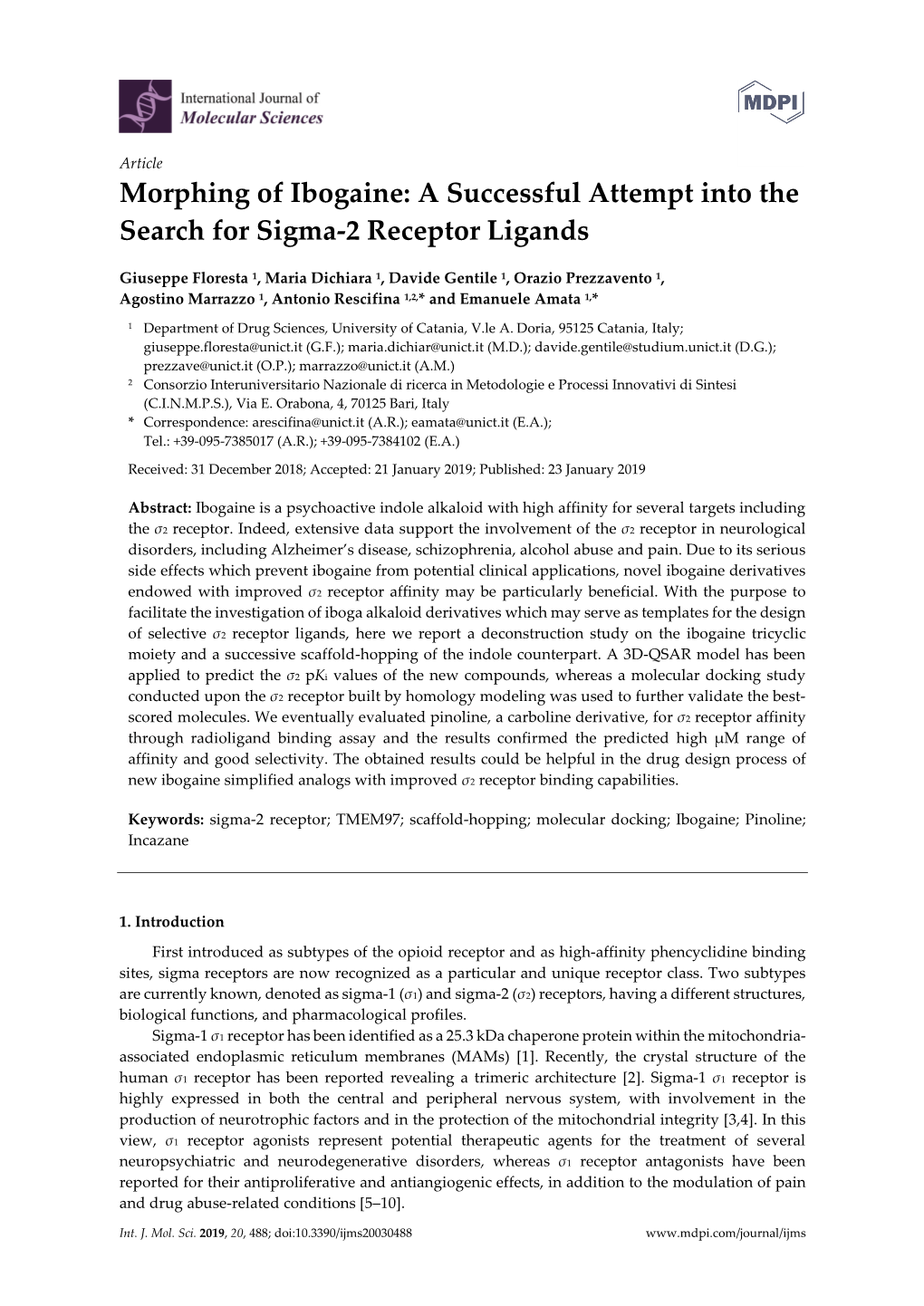 Morphing of Ibogaine: a Successful Attempt Into the Search for Sigma-2 Receptor Ligands