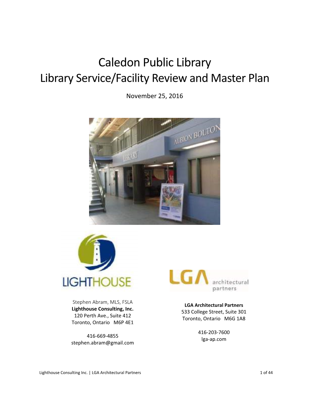 Library Service/Facility Review and Master Plan