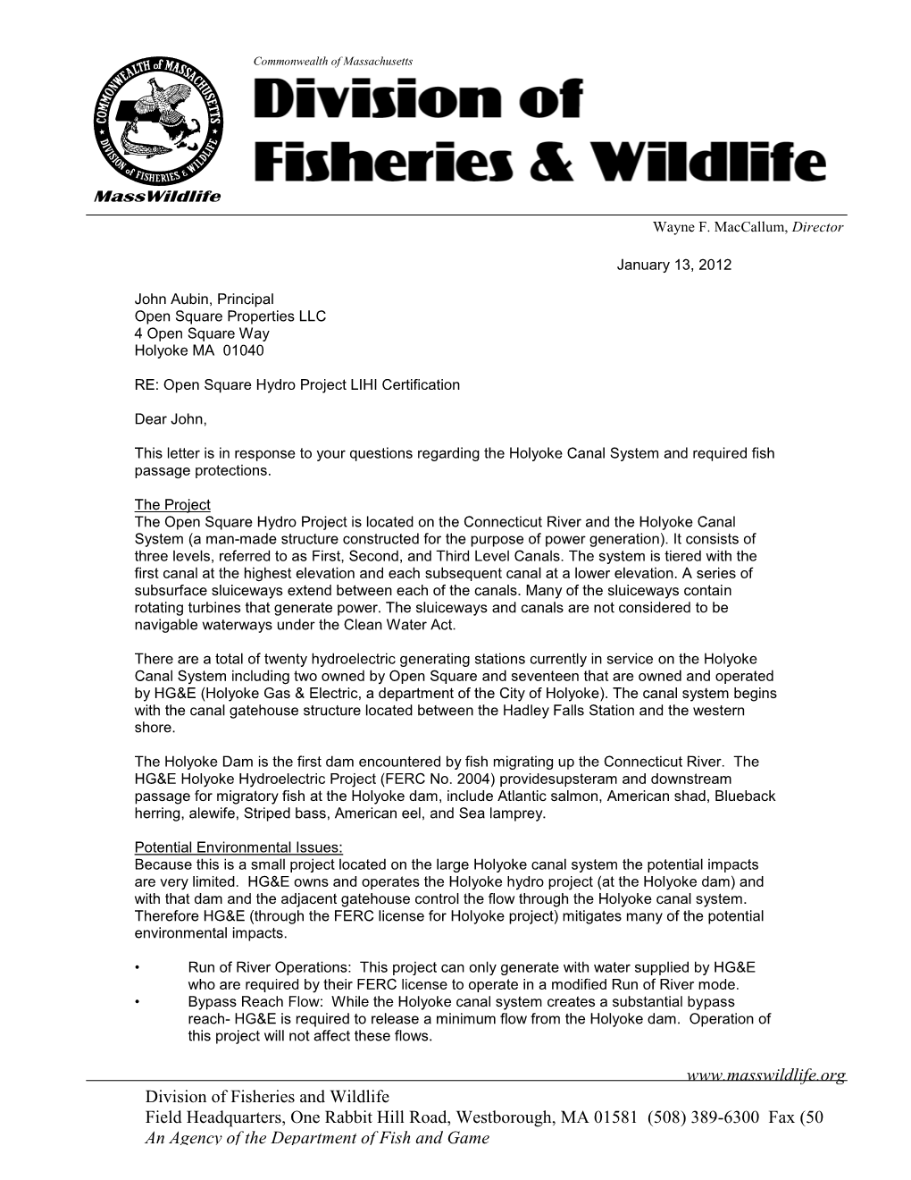 Open Square Fish Passage Letter