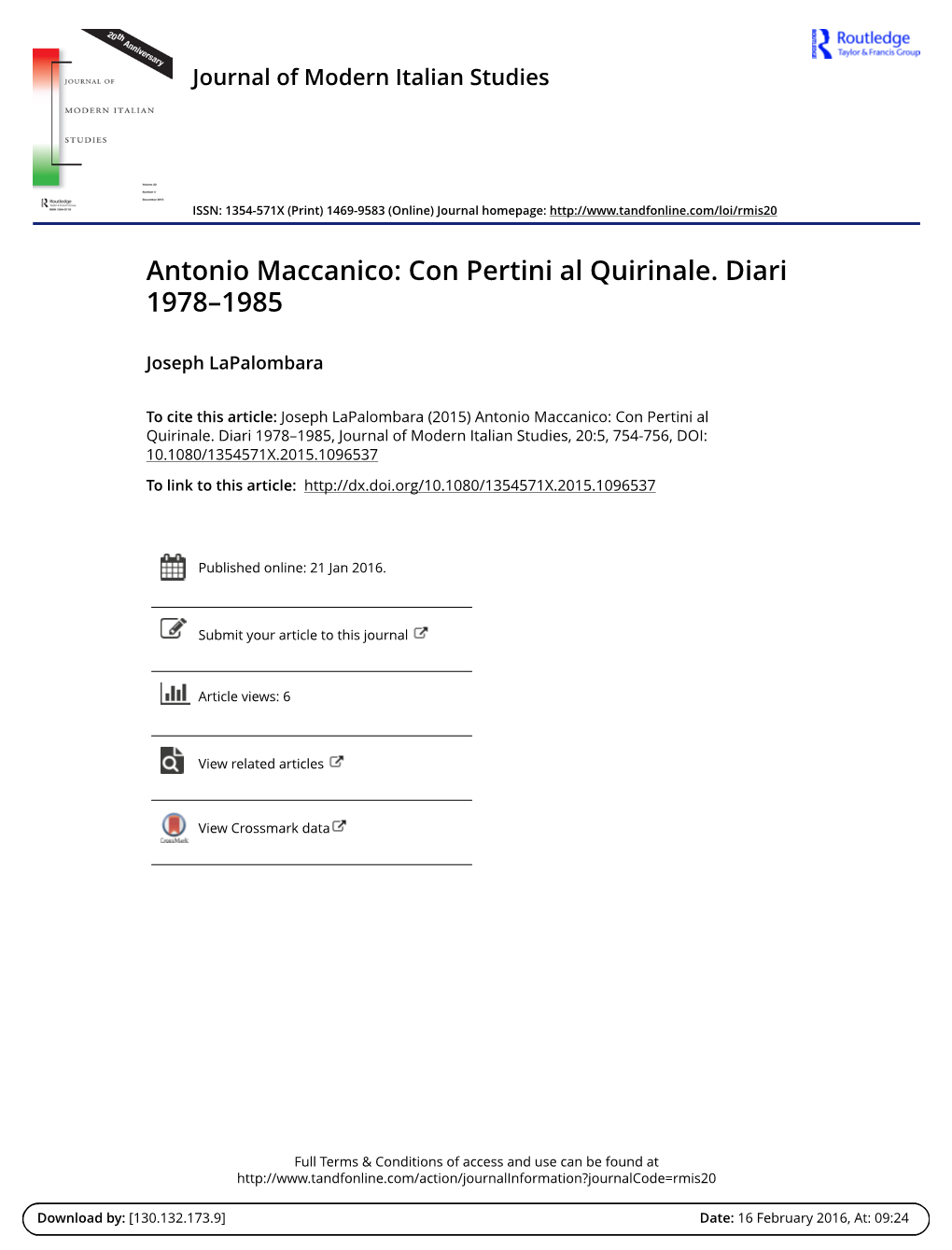 Antonio Maccanico: Con Pertini Al Quirinale. Diari 1978–1985