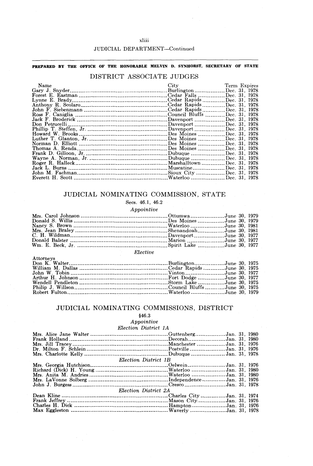 District Associate Judges Judicial Nominating