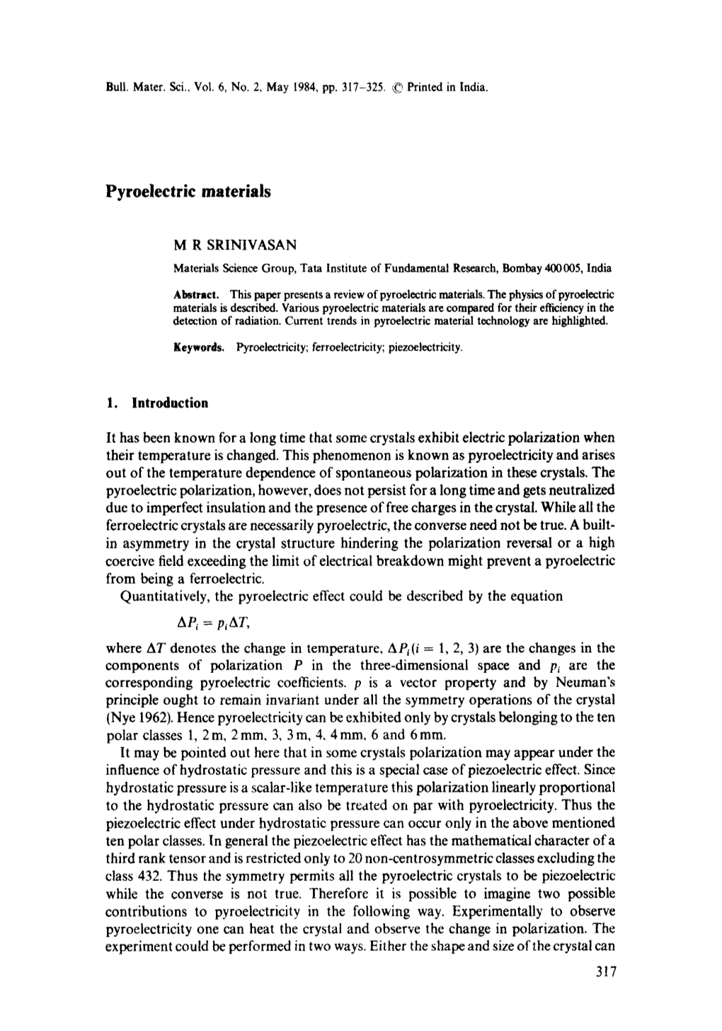 Pyroelectric Materials