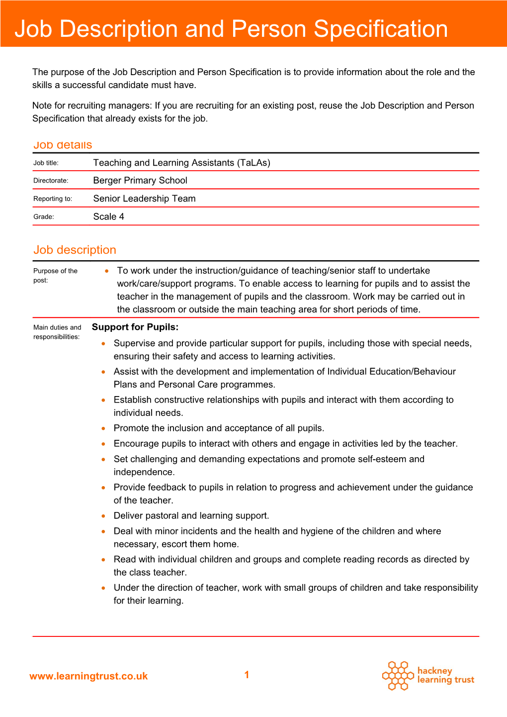 Job Description and Person Specification s5