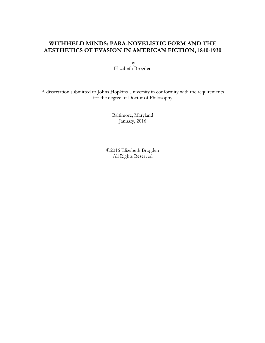 Para-Novelistic Form and the Aesthetics of Evasion in American Fiction, 1840-1930