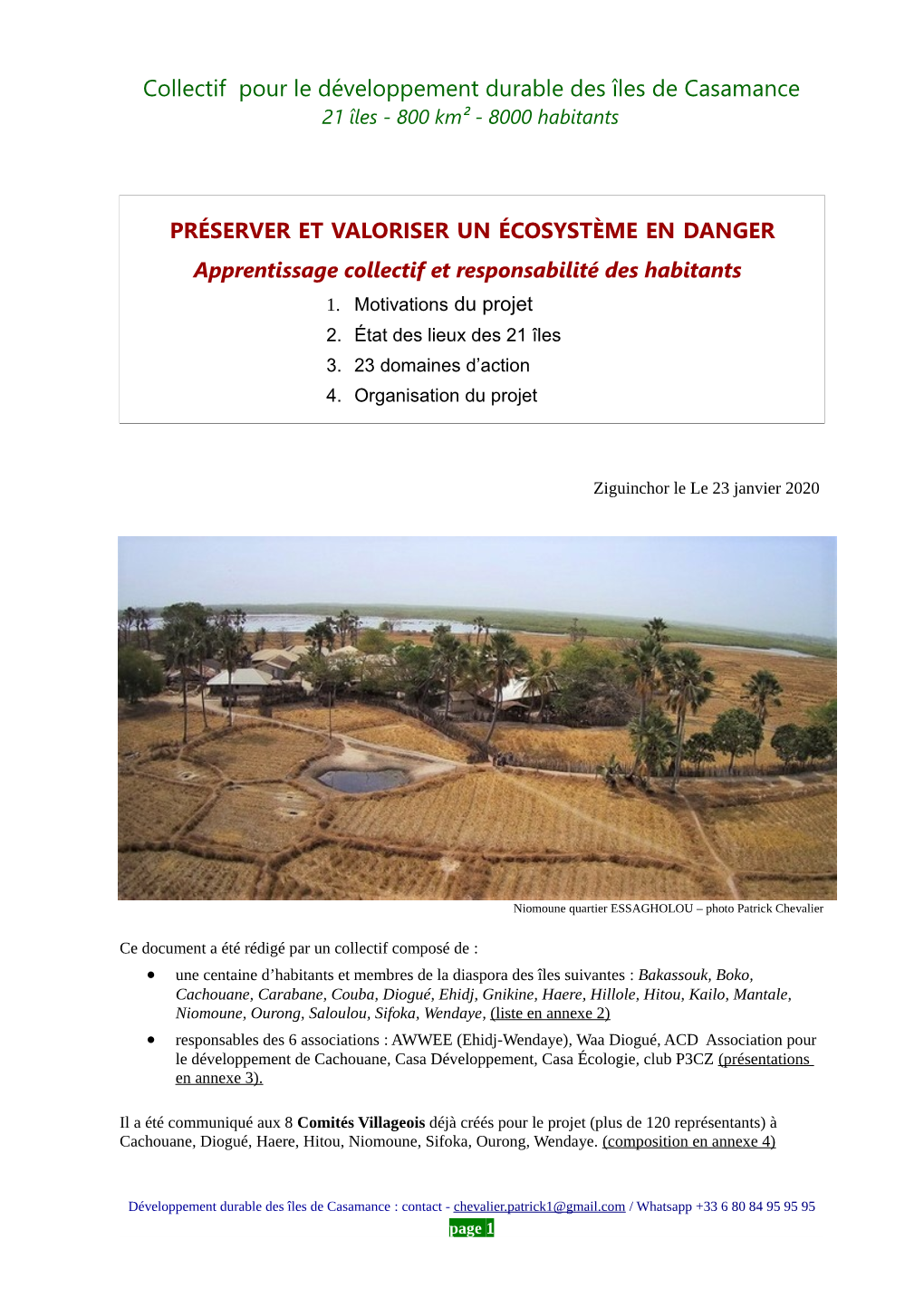 Collectif Pour Le Développement Durable Des Îles De Casamance 21 Îles - 800 Km² - 8000 Habitants