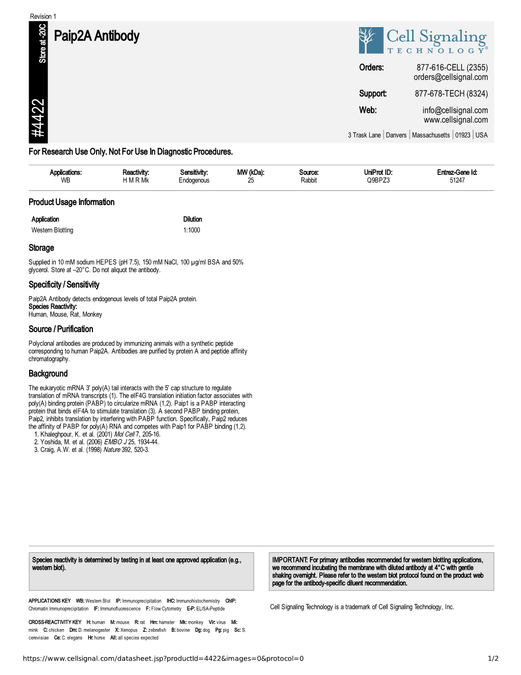 Paip2a Antibody A