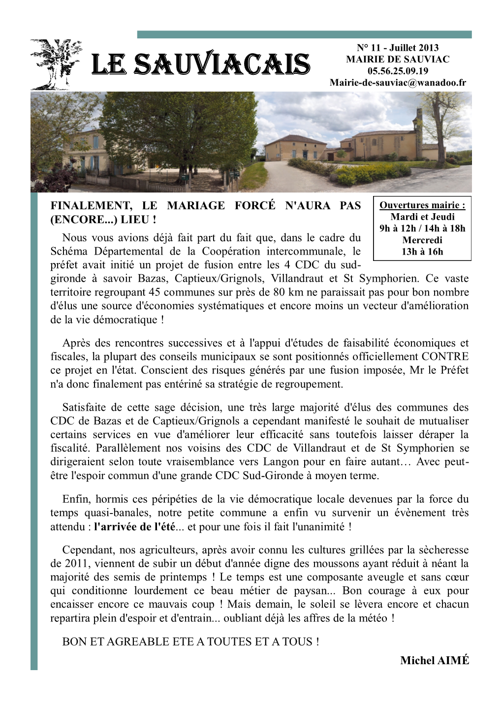 Le Sauviacais N°11 - Page 2 ACTUALITÉS MUNICIPALES