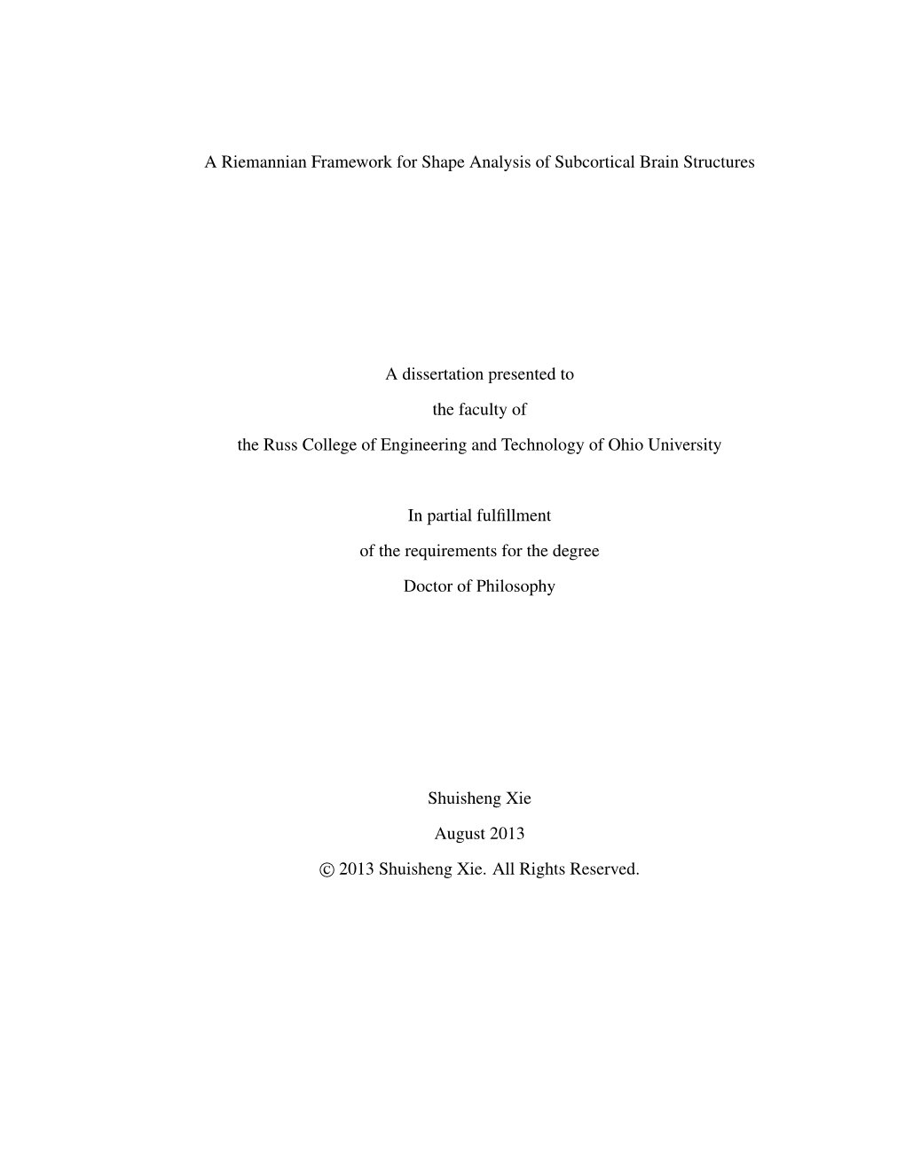 A Riemannian Framework for Shape Analysis of Subcortical Brain Structures