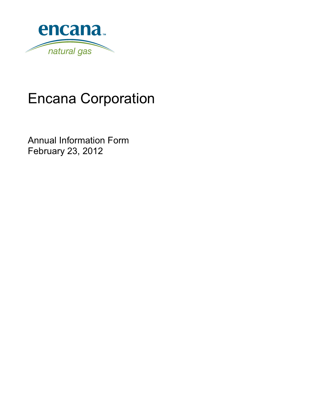 2011 Encana Annual Information Form