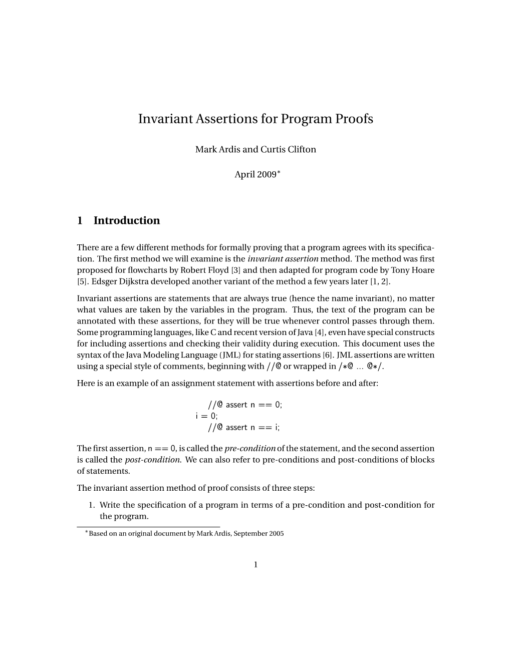 Invariant Assertions for Program Proofs