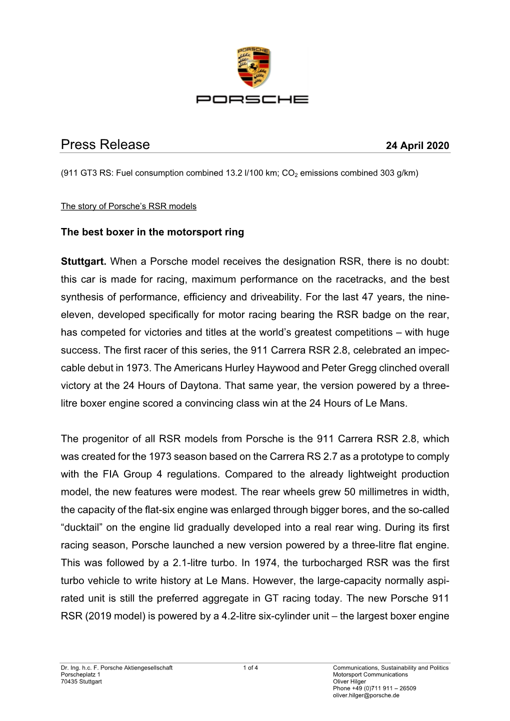 Press Release 24 April 2020